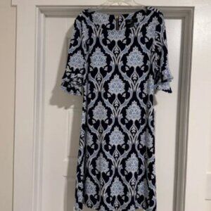 Ronni Nicole Blue & White Textured Pattern Floral Dress Size 8‎